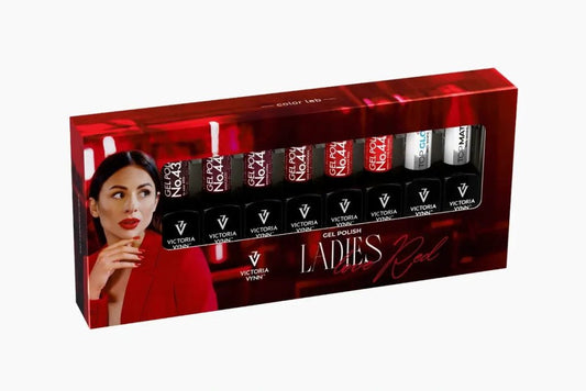 BOX "Ladies Love Red" 8 pack + Top Matte & Top Oh! My Gloss 8 ml FREE